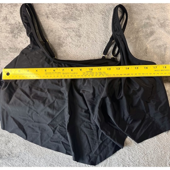 Black Ruffle Tankini Top & Striped High Waist Swimsuit Bottoms - Picture 5 of 10